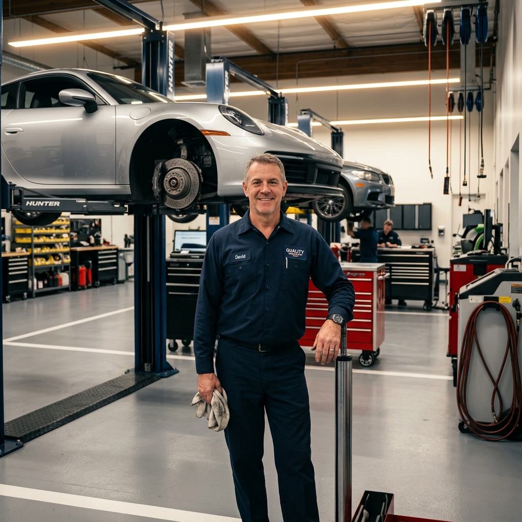 Mechanic examining an engine
